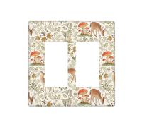 Luhuolu Decorative Outlet Covers Woodland Deer Mushroom Leaf Butterfly 2 Gang Wall Plate Double Rocker Boho Forest Themed Light Switch Cover Double Switch Plate Cover Cabin Lodge Rustic Home Decor