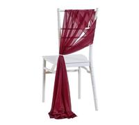 LUHYSU 10/50 pcs as Chiffon Chair Sashes Wedding Chair Decoration for Aisle Party Banquet Event,17x275cm long-burgundy-50 pcs