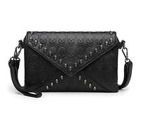 LUI SUI Women Gothic Punk Skull Rivet Studded Crossbody Bag PU Leather Shoulder Bag Handbag Wallet Purses