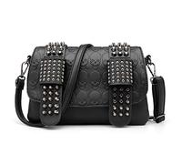 LUI SUI Women Gothic Punk Skull Rivet Studded Crossbody Bag PU Leather Shoulder Bag Handbag Wallet Purses