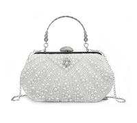 LUI SUI Women's Pearl Beaded Clutch Purses Vintage Crystal Bride Evening Bag for Wedding Cocktail Party Prom