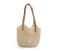 LUI SUI Women's Straw Shoulder Bag - Handmade Weave Handle Tote for Summer Beach - Bohemian Crossbody Handbag Purse