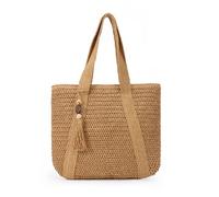 LUI SUI Women's Summer Woven Tote Bag Straw Beach Bag With Tassels Large Straw Tote