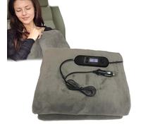 Luieonm 12v Car Heated Blanket, 100x70cm Brushed Fleece USB Electric Blanket for Auto, Cable Length 1.8m, Portable Electric Throw Blankets with Intelligent 4-Speed Temperature Timer for Car