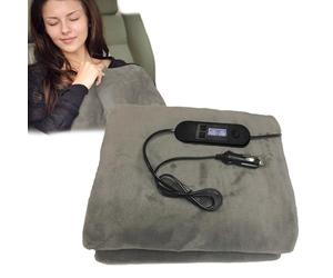 Luieonm 12v Car Heated Blanket, 100x70cm Brushed Fleece USB Electric Blanket for Auto, Cable Length 1.8m, Portable Electric Throw Blankets with Intelligent 4-Speed Temperature Timer for Car