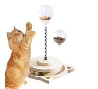 Luieonm Dog Food Ball,Wood Slow Feeding Turntable | with Spring Pole Cat Treat Ball | for Home Play Medium Large Breed Puppy Kitten