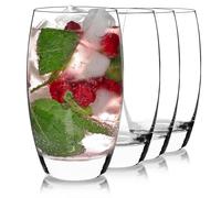 Luigi Bormioli Crescendo 20-Ounce Tumblers, Set of 4 | Lead-Free Crystal Drink Glasses with Thick Base & Laser Cut Rim for Cocktails, Water, Juice & Mixed Drinks, Dishwasher Safe