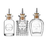Luigi Bormioli Elixir Dash Bottles - Set of 3, BPA Free Glass, Adult Cocktail Making Design, 3 count, Cylindrical, Hand Wash Only