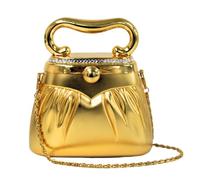 Luigi Farfalla Matte Gold Brass Metal Bag - Elegant Evening Clutch for Women | Spacious Handbag for Parties, Weddings, and Nights Out