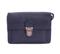 Luigi Genuine Leather Cross-Body Bag - Snap Buckle Closure, Stitched Pattern, Zipper Pocket, Extra Storage(Navy)