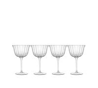 Luigi Glass Bormioli Bach Retro Champagne/Sherbet 8.75oz, Set of 4, White | SON-hyx Crystal Glassware with Faceted Design for Martinis, Margaritas, Cosmopolitans & Mixed Drinks, Dishwasher Safe