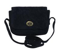 Luigi Leather Cross-Body Bag Unique Twist Lock, Cotton Interior, Zipper Pocket, Black