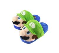 (Luigi) Super Luigi Mario Plush Slippers Kids Warm Unisex Anti Slip Indoor Bedroom Soft
