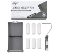Luigi's Small Paint Roller Set - Roller Sets for Painting - Paint Rollers and Trays Sets - Mini Gloss or Paint - Foam Small Roller and Tray Kit - Roller Brush for Painting - 6 Pack