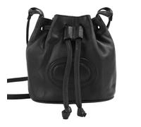 Luigi's Women’s Genuine Leather Cross Body Bag with Drawstring Styling - Black