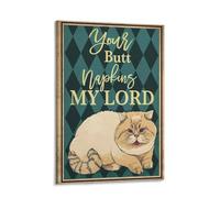Luihg Funny Angry Cat Bathroom Poster Art Print Retro Your Butt Napkins My Lord Sign Vintage Country Humor Animal Guest Bathroom Signs Pet Lovers Wall Art Decor For Toilet Restroom Bar Club