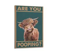 Luihg Funny Animal Bathroom Poster Art Print Are You Pooping Cute Highland Cow Vintage Country Bathroom Western Wall Art Decor For Toilet Bedroom Living Room Retro Animal Aesthetic Wall Decor (4)