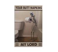 Luihg Funny Skeleton Bathroom Poster Art Print Retro Your Butt Napkins My Lord Sign Vintage Country Humor Animal Guest Bathroom Signs Pet Lovers Wall Art Decor For Toilet Restroom Bar Club