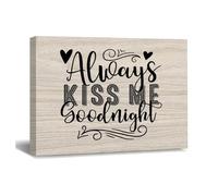LUIJORGY Always Kiss Me Goodnight Canvas Print Pictures Artwork Decoration Bible Verse Quotes Saying Canvas Wall Art Ready To Hang For Living Room Bathroom Bedroom Office Housewarming Gift 10x8in