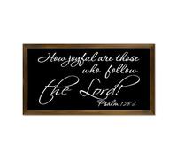 LUIJORGY Bible Verse Framed Wooden Sign for Living Room Bedroom Home Décor Psalm 128:1 Wall Art,How Joyful Are Those Who Follow The Lord Wood Sign With Frame 22x12in Decorative Wall Hanging Art