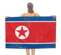 LUIJORGY Fast Drying Beach Blanket Summer Pool Bath Towel 51"x31" North Korea Flag Sandproof Beach Towel Pack Lightweight Travel Camping Hiking Picnic Bathroom Bath Towels for Girl Kid Teen