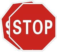 Luimode 2 pack Stop Sign 300 * 300cm Reflective at Nights - Rust-Free Aluminum - Easy Mounting - Street Road Slow Warning Metal Warning Signs Octagon Outdoor Use Waterproof