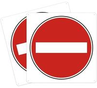 Luimode 2pcs Do not Enter Signs No Entry Sign Aluminium Sign Safety Signs 30cm*30cm-Easy Mounting - Street Road Slow Warning Metal Warning Signs Outdoor Use Waterproof