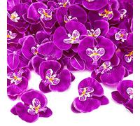 Luinabio 40 Pieces Orchid Petals Artificial Decorations Orchids Heads Flowers Faux Silk Phalaenopsis Butterfly Flower Heads for DIY Craft Home Wedding Party (Dark Purple)