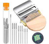 Luinabio Speedweve Darning Small Loom Machine Type Weave Tool 14 Hooks Speedweve Weaving Loom and 9 Yarn Knitting Needles Hand DIY Craft Weaving Repair Tool for Jeans, Socks Clothes
