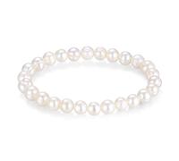 LUINNO® Pearl Bracelet with Diameter 8 mm Real Natural Cultured Pearls | Freshwater Pearls Baroque Shape White 17.5/19 cm Long | Fashion Jewellery for Women, 19 cm, Pearl