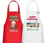 Luiqs Vens Christmas Matching Aprons for Couples - 2Pcs Adjustable Kitchen Apron with Pockets, Funny Red White Christmas Cooking Baking Kitchen Gift for Couples Family Friends Bakers Mom Wife