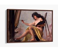 Luis Ricardo Falero, An Allegory of Art Canvas Floater Frame Print Picture Art - Walnut Frame 18 inch wide x 12 inch high
