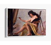 Luis Ricardo Falero, An Allegory of Art Canvas Floater Frame Print Picture Art - White Frame 12 inch wide x 8 inch high