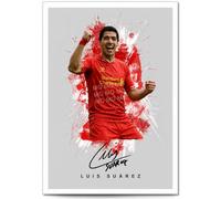 Luis Suarez Liverpool Signed Photo Poster A4/A3 Print Picture Display Framed Autograph Memorabilia Gift Football Fans Uruguay (Grey A3 print unframed)