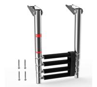 LUISLADDERS Boat Ladder 4 Step Folding for Fishing Boat, 900 lbs Capacity 316 Stainless Steel Dock Ladder Extension for Lake Flip Up, Telescoping Swimming Pool Ladder for Boat, Yacht, Pond