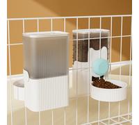 Luismia Hanging Cage Automatic Food Water Dispenser, Detachable Auto Gravity 1L Self-Feeding Feeder and Waterer Set, Crate Auto Feeder Dish for Puppy Cats Ferret Bunny Guinea Pig Small Pets (Blue)