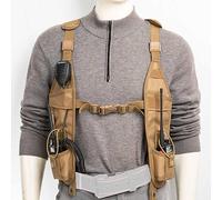 LUITON Radio Shoulder Harness Holster Chest Holder Universal Vest Rig for Police Firefighter Two Way Radio Search Rescue Essentials (Khaki)