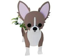 LUIVZD Creative Wooden Planter Animal Resin Flowerpot Chihuahua Flower Pot, Animal Planter With Drainage, Cartoon Dog Shaped Container For Succulents Flowers Herbs, Home Garden Decoration