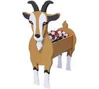 LUIVZD Creative Wooden Planter Animal Resin Flowerpot Dog Planter Plant Pots Cute Animal Dog and Goat Shaped Flower Pot, Interesting Plants Growth Container for Vegetables, Flowers, Herbs(Goat)