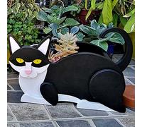 LUIVZD Dog Planter,Animal Shaped Cartoon Planter,Modular Design Garden Succulent Plant Pots Cute cat Design,Indoor Outdoor Plants Storage Container for Home Decoration(Black Cat)