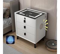 LUIVZD Intelligent Nightstand, Bluetooth Speaker Side Table,Multifunction Audio Cabinet,Nightstands Wireless Charging Station/2 USB Port LED Lights(WHITE,3drawers)