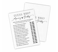luixd 30 Guess Who? Game Cards for Baby Shower Game & Activity - Mommy Or Daddy Minimalism Double-Sided Fill in Style Game Cards, Gender Reveal Game - Baby Shower Party Favors & Decorations -A02