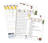 luixd 5"x7" Christmas Trivial Game Cards - Set of 20 Christmas Game Cards with 1 Answer Card for Family & Friends - Xmas Double Sided Festive Events Party Activities Supplies - A02