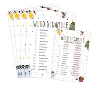 luixd 5"x7" Christmas Word Scramble Game Cards - Set of 20 Christmas Game Cards with 1 Answer Card for Family & Friends - Xmas Double Sided Festive Events Party Activities Supplies - A01
