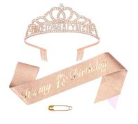 Luixenir 18th Birthday Headband and Sash for Women Rose Gold 18th Birthday Sash and Tiara with Sparkling Rhinestones 18 and Fabulous Gifts for Girls