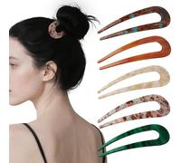 Luixenir 5 Pieces Elegant Acrylic Hair Pins Multiple Color French Hair Pins for Women Girls U Shaped French Hair Clips for Buns Hair Styling Accessories Suitable for All Ages