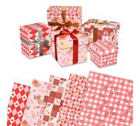Luixenir 5 Sheets Valentines Gift Wrapping Paper 70×50cm Premium and Recyclable Wrapping Paper with Red Heart and Floral Patterns Gift Wrap Decorations for Valentine’s Day Wedding Anniversary Birthday