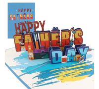Luixenir Fathers Day Card Blue Happy Fathers Day 3D Greeting Card with Envelope and Note Card Ideal Fathers Day Gift from Daughter and Son