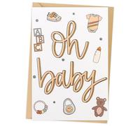 Luixenir New Baby Card with Envelope Baby Shower Card with Cute Baby Essentials Patterns New Born Baby Gift Suitable for New Parents Premium Baby Greeting Card