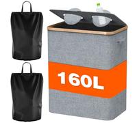 LuJasi 160L Deposit Bottles Collection Container 2 Compartments with Lid Deposit Bottles Container Deposit Bottles Storage Bottle Collector Integrated Carry Bag Holds 45-75 Empty Bottles, Laundry